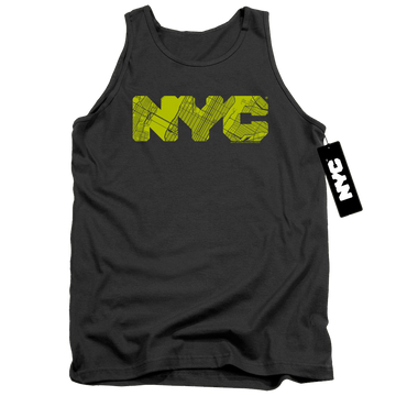Charcoal men's tank with New York City NYC Map Fill graphic