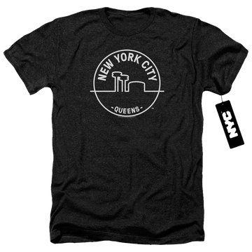 Black men's heather t-shirt with New York City See Nyc Queens graphic