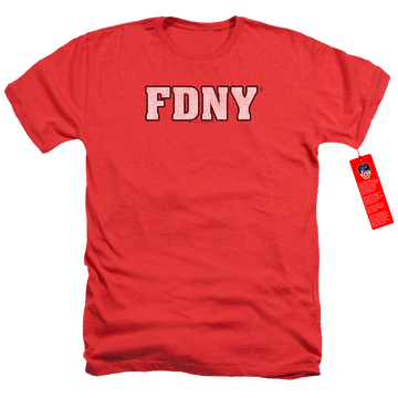 Red men's heather t-shirt with New York City NYC Fdny graphic