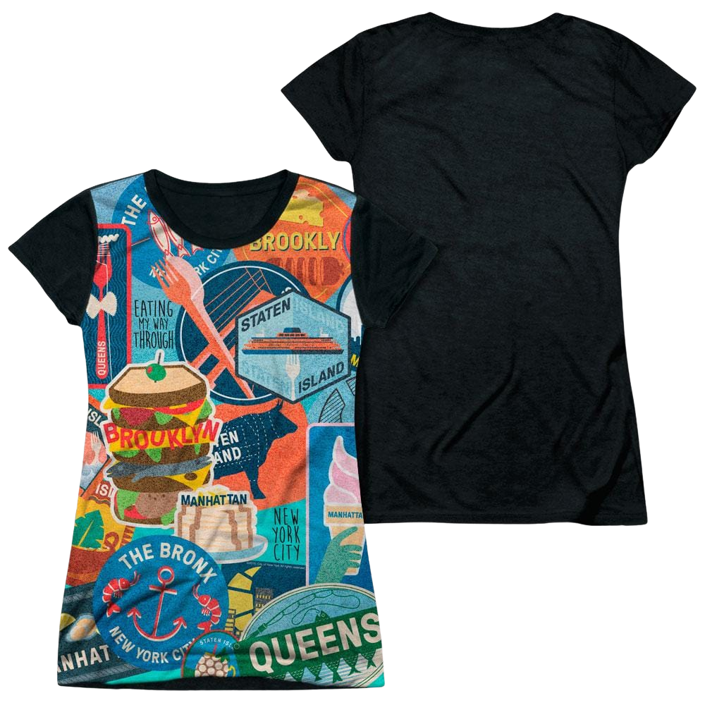 New York City Eating Nyc Juniors Black Back T-Shirt Juniors Black Back T-Shirt New York City