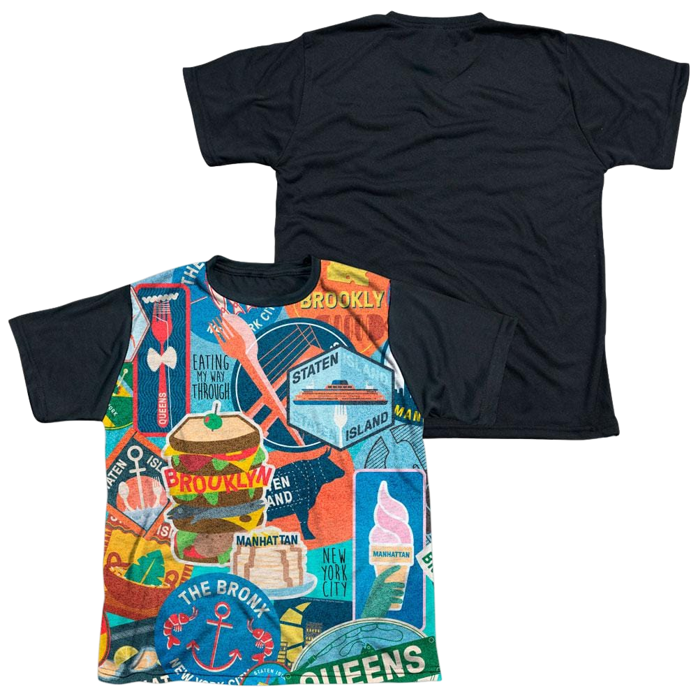 New York City Eating Nyc Youth Black Back T-Shirt (Ages 8-12) Youth Black Back T-Shirt (Ages 8-12) New York City