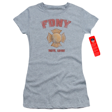Athletic heather juniors t-shirt with New York City NYC Fdny Vintage Badge graphic