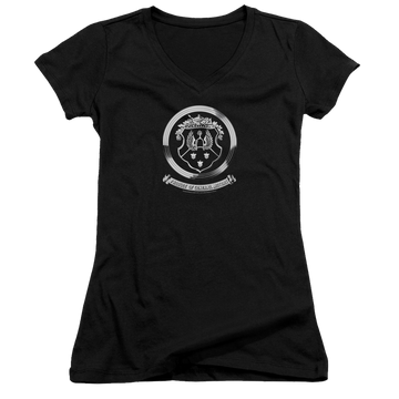 Oldsmobile 1930s Crest Emblem Juniors V-Neck T-Shirt Juniors V-Neck T-Shirt Oldsmobile