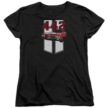 Black women's t-shirt with Oldsmobile 442 graphic