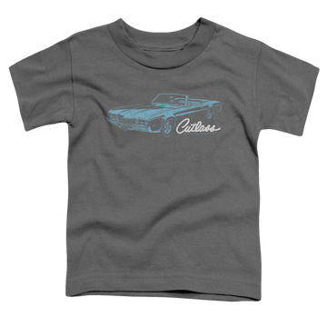 Charcoal toddler t-shirt with Oldsmobile 68 Cutlass graphic