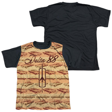Oldsmobile Delta 88 youth black back t-shirt for ages 8 to 12
