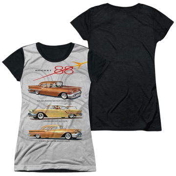 Oldsmobile Rocket Line Juniors Black Back T-Shirt Juniors Black Back T-Shirt Oldsmobile
