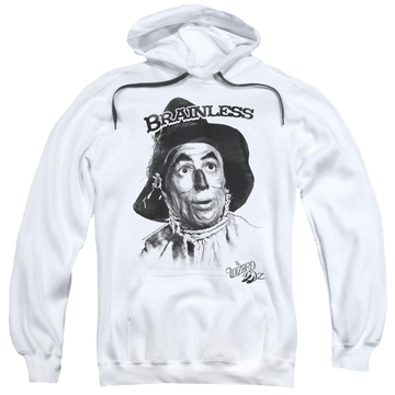 White pullover hoodie with Wizard of Oz Brainless graphic