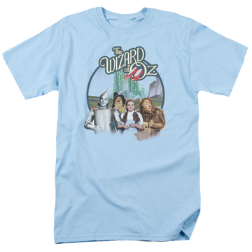 Light blue men's regular fit t-shirt with Wizard of Oz Were Off To See Wizard graphic