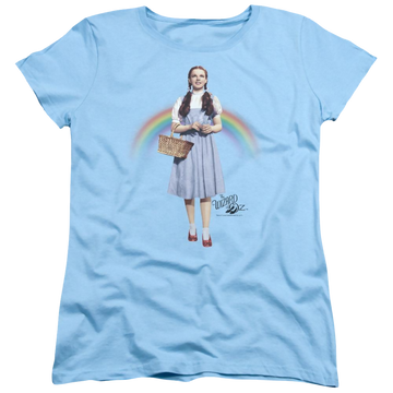 Light blue women's t-shirt with Wizard of Oz Over The Rainbow graphic