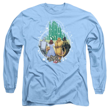 Carolina blue men's long sleeve t-shirt with Wizard of Oz Emerald City graphic
