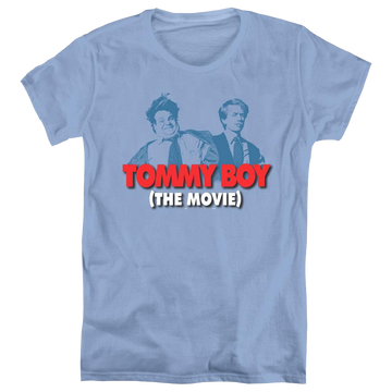 Carolina blue women's t-shirt with Tommy Boy Logo graphic