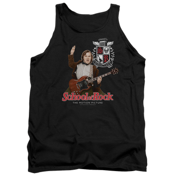 Black men's tank with School of Rock The Teacher Is In graphic