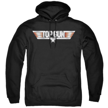 Black pullover hoodie with Top Gun Logo graphic