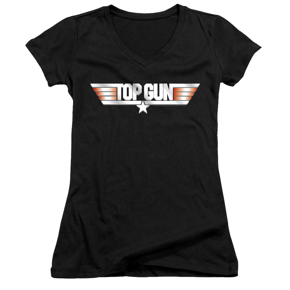 Top Gun Logo - Juniors V-Neck T-Shirt Juniors V-Neck T-Shirt Top Gun