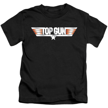 Black kid's t-shirt for ages 4 to 7 with Top Gun Logo graphic