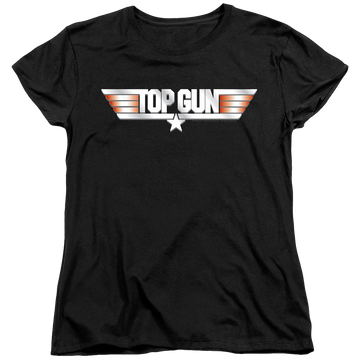 Black women's t-shirt with Top Gun Logo graphic