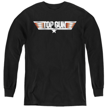 Black youth long sleeve t-shirt with Top Gun Logo graphic