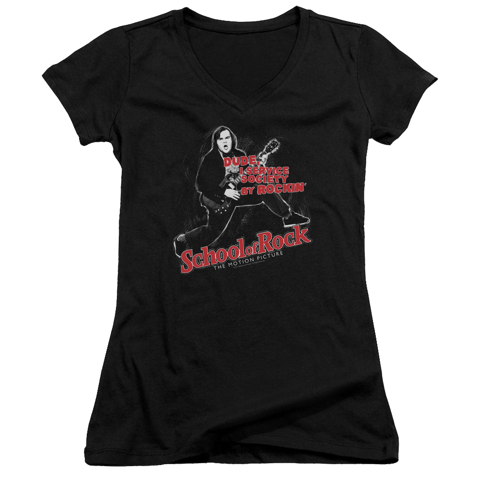 School of Rock Rockin - Juniors V-Neck T-Shirt Juniors V-Neck T-Shirt School of Rock