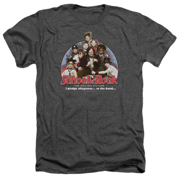 Charcoal men's heather t-shirt with School of Rock I Pledge Allegiance graphic