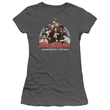 Charcoal juniors t-shirt with School of Rock I Pledge Allegiance graphic