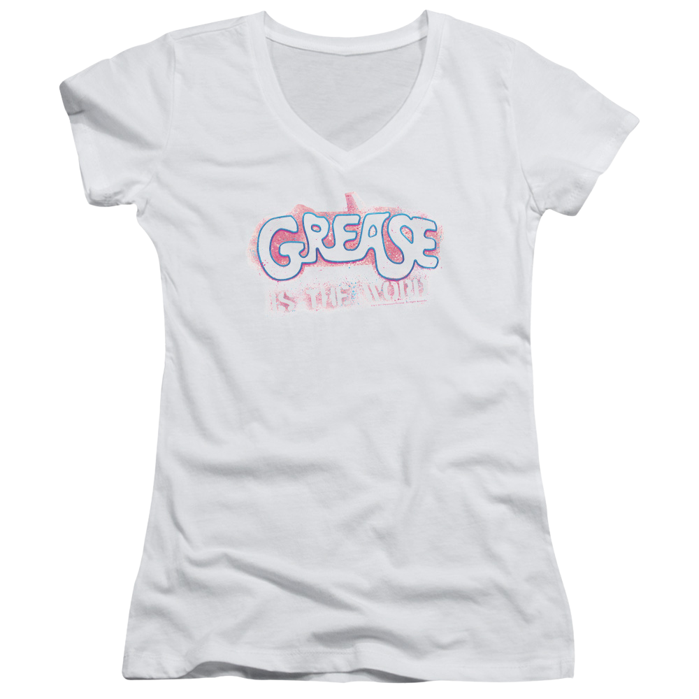 Grease Grease Is The Word - Juniors V-Neck T-Shirt Juniors V-Neck T-Shirt Grease