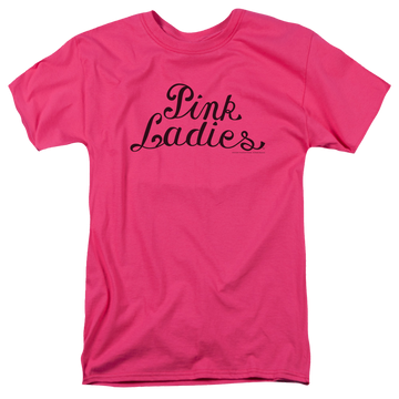 Hot pink men's regular fit t-shirt with Grease Pink Ladies Logo graphic