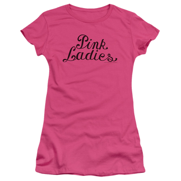 Hot pink juniors t-shirt with Grease Pink Ladies Logo graphic