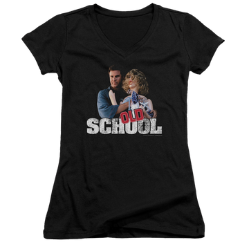 Old School Frank And Friend - Juniors V-Neck T-Shirt Juniors V-Neck T-Shirt Old School
