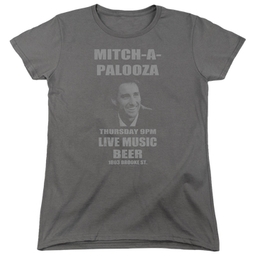 Charcoal women's t-shirt with Old School Mitchapalooza graphic