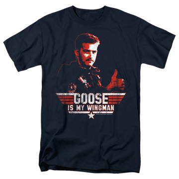 Navy men's regular fit t-shirt with Top Gun Wingman Goose graphic