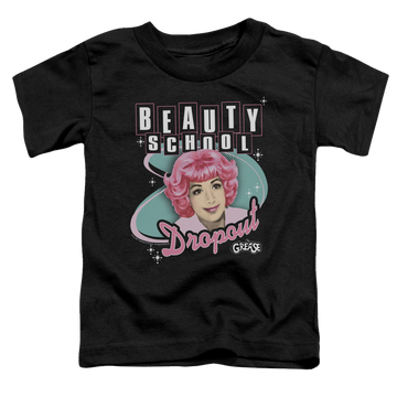 Black toddler t-shirt with Grease Beauty School Dropout graphic