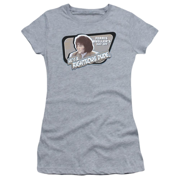 Athletic heather juniors t-shirt with Ferris Bueller's Day Off Grace graphic