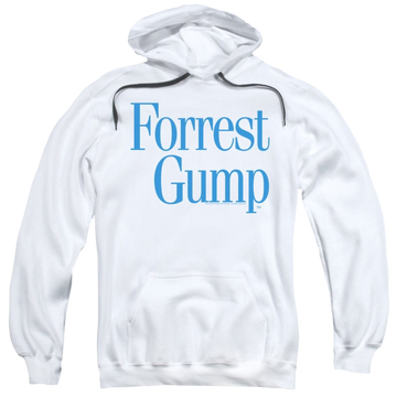 White pullover hoodie with Forrest Gump Logo graphic