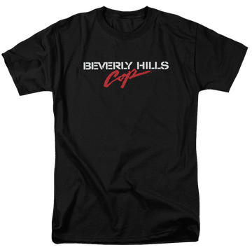 Black men's regular fit t-shirt with Beverly Hills Cop Logo graphic