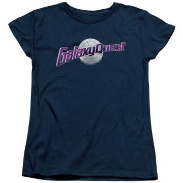 Navy women's t-shirt with Galaxy Quest Logo graphic