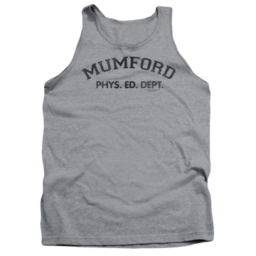 Athletic heather men's tank with Beverly Hills Cop Mumford graphic