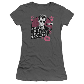 Charcoal juniors t-shirt with Grease Kenickie graphic