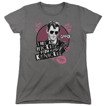 Charcoal women's t-shirt with Grease Kenickie graphic