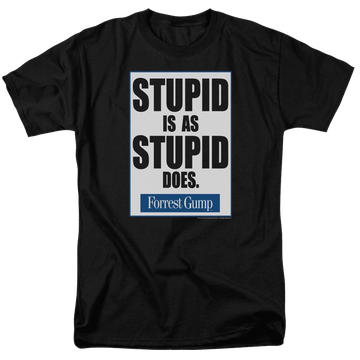 Black men's regular fit t-shirt with Forrest Gump Stupid Is graphic