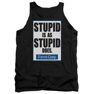 Black men's tank with Forrest Gump Stupid Is graphic
