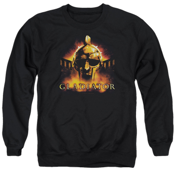 Black men's crewneck sweatshirt with Gladiator My Name Is graphic