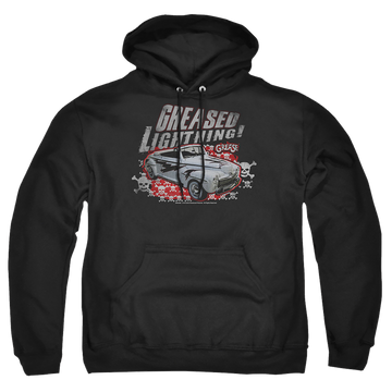 Black pullover hoodie with Greased Lightening graphic