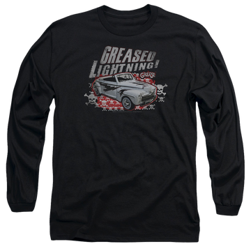 Black men's long sleeve t-shirt with Greased Lightening graphic