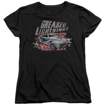 Black women's t-shirt with Greased Lightening graphic