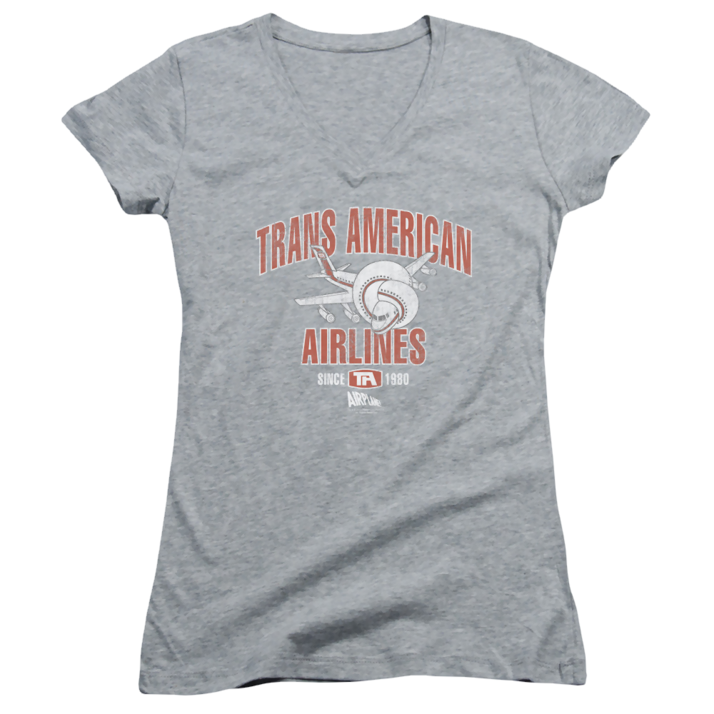 Airplane Trans American - Juniors V-Neck T-Shirt Juniors V-Neck T-Shirt Airplane