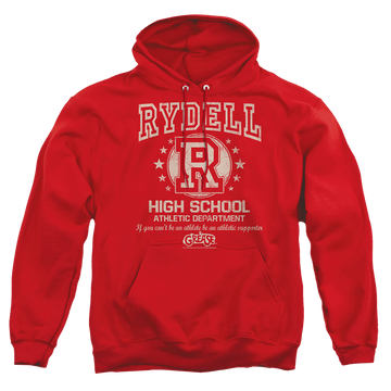 Red pullover hoodie with Grease Rydell High graphic