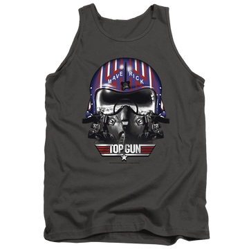 Charcoal men's tank with Top Gun Maverick Helmet graphic