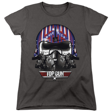Charcoal women's t-shirt with Top Gun Maverick Helmet graphic