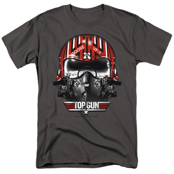 Charcoal men's regular fit t-shirt with Top Gun Goose Helmet graphic